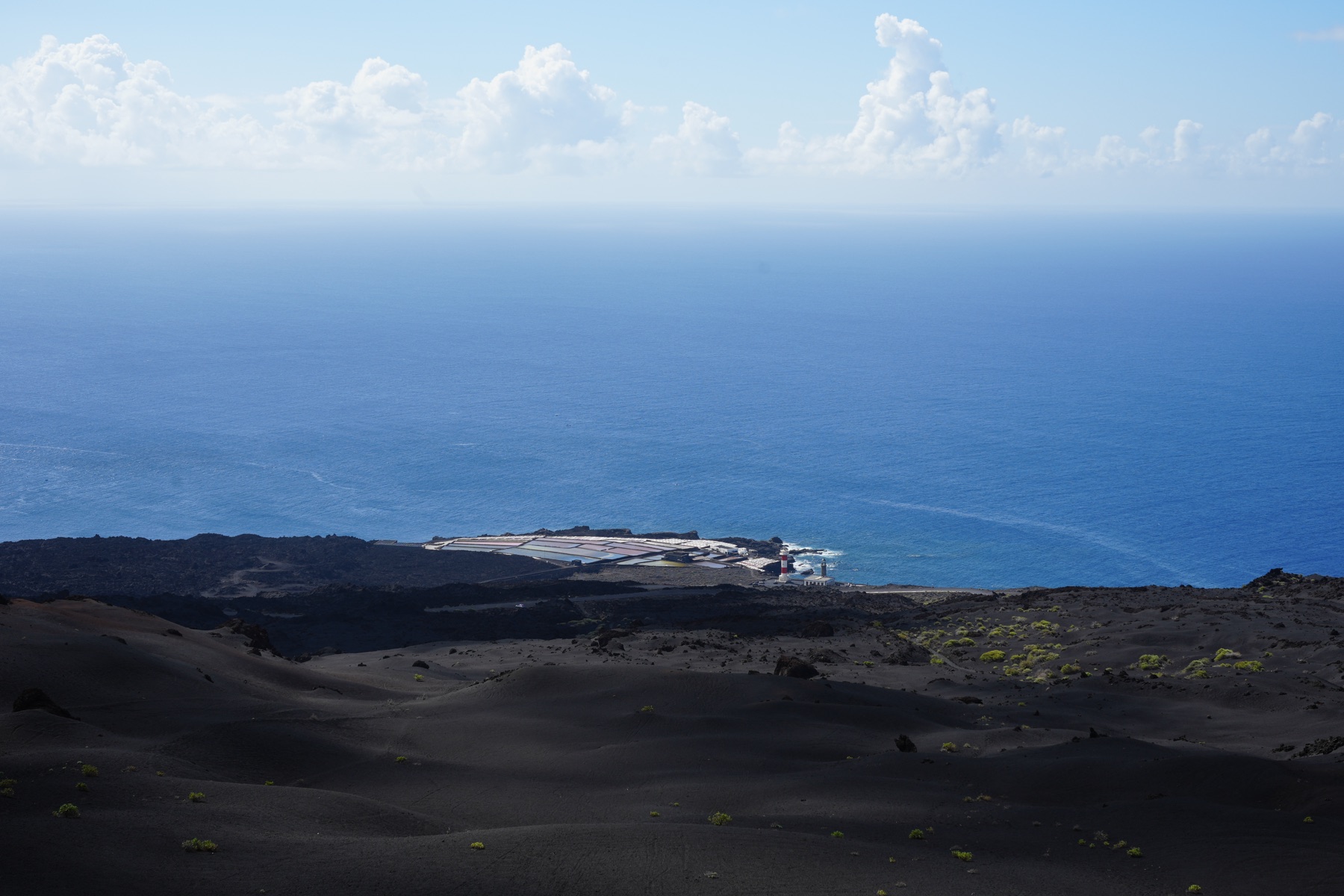 Salinas de Fuencaliente con el faro al fondo, sur de La Palma