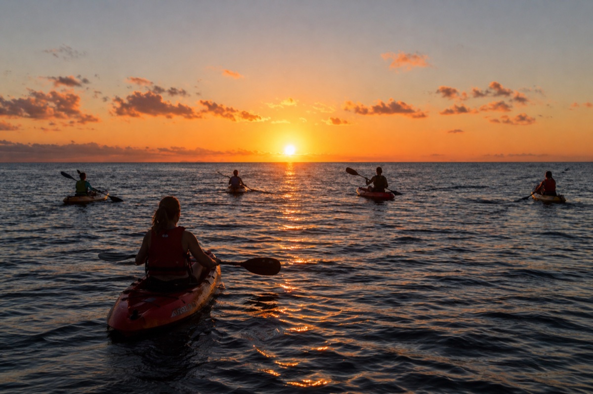 Cielo del atardecer panorámico desde la costa oeste de La Palma